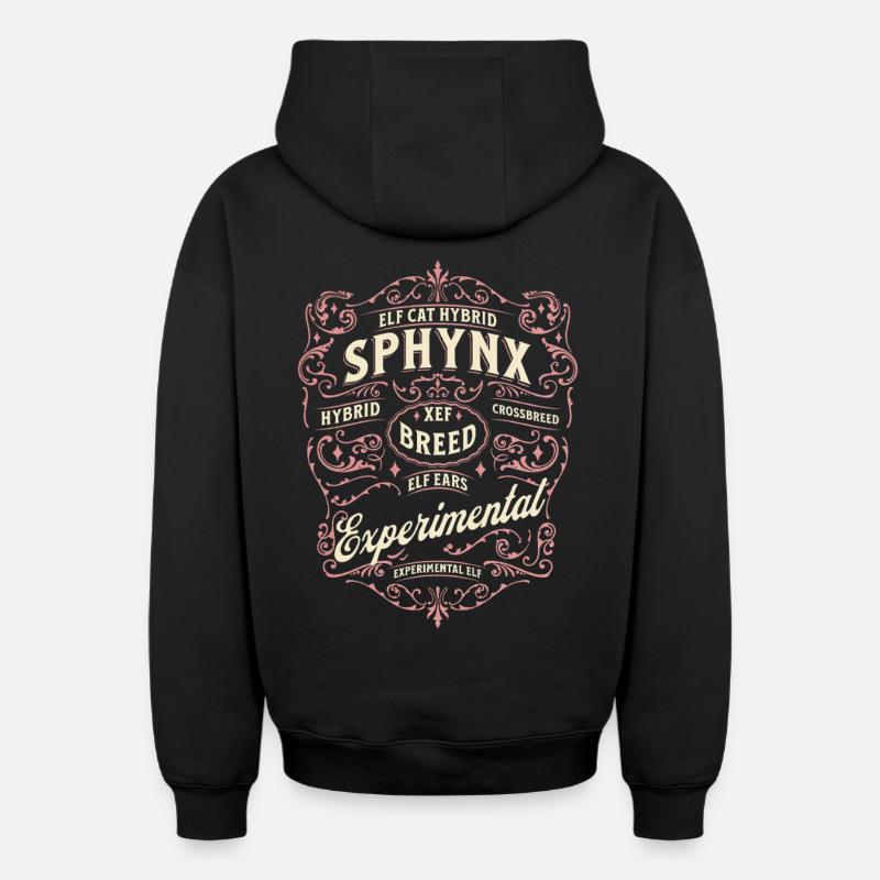 Elfe Sphynx Chat - Sweat à capuche unisexe zippé oversize épais SPREAD - noir
