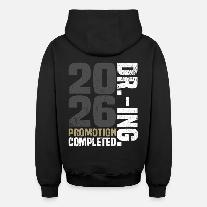 Dr. Ing. Promotion terminée - Sweat à capuche unisexe zippé oversize épais SPREAD - noir