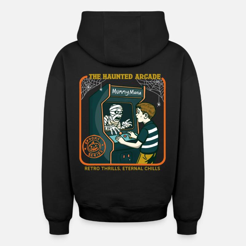 L’arcade hantée - Sweat à capuche unisexe zippé oversize épais SPREAD - noir