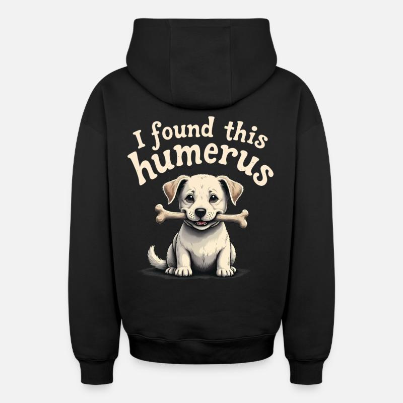 J’ai trouvé cet humérus - Sweat à capuche unisexe zippé oversize épais SPREAD - noir