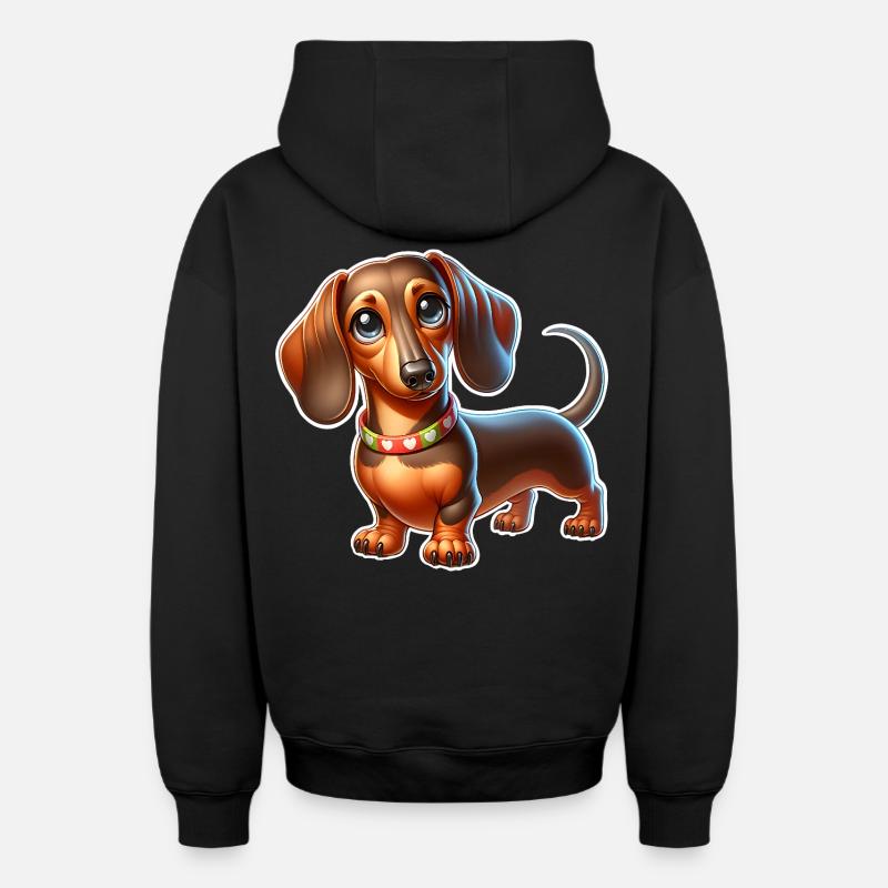 Teckel - Sweat à capuche unisexe zippé oversize épais SPREAD - noir