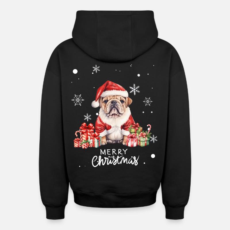 Chien Noël - Sweat à capuche unisexe zippé oversize épais SPREAD - noir