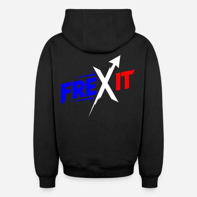 Frexit Bleu blanc rouge - Sweat à capuche unisexe zippé oversize épais SPREAD - noir