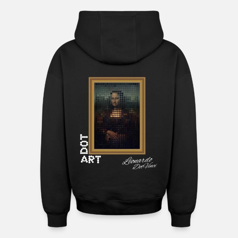 Mona Lisa Dots - Sweat à capuche unisexe zippé oversize épais SPREAD - noir