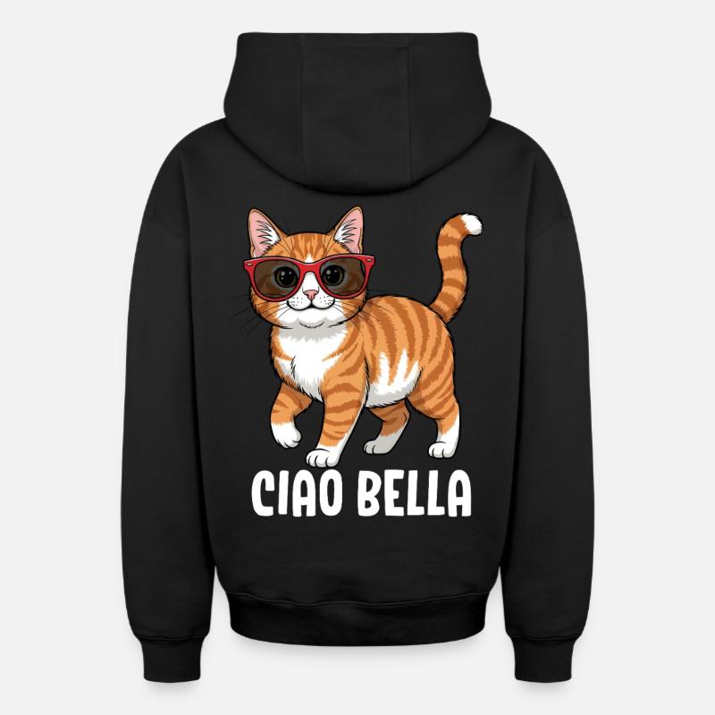 Ciao Bella - Sweat à capuche unisexe zippé oversize épais SPREAD - noir