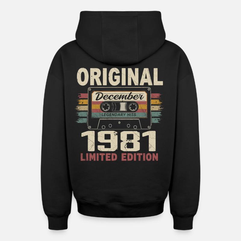 Cadeau D'anniversaire Décembre 1981 - Sweat à capuche unisexe zippé oversize épais SPREAD - noir