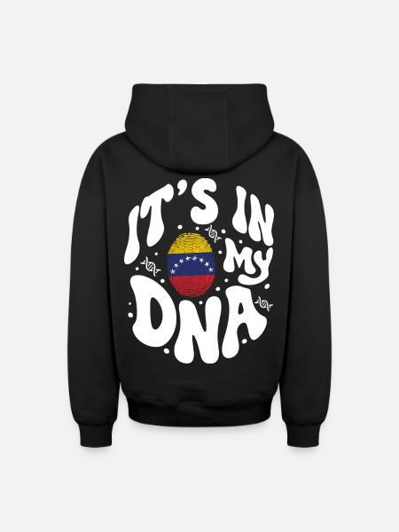Venezuelan DNA Venezuela Flag Hispanic - Oversized Heavyweight Unisex Zip Hoodie - black