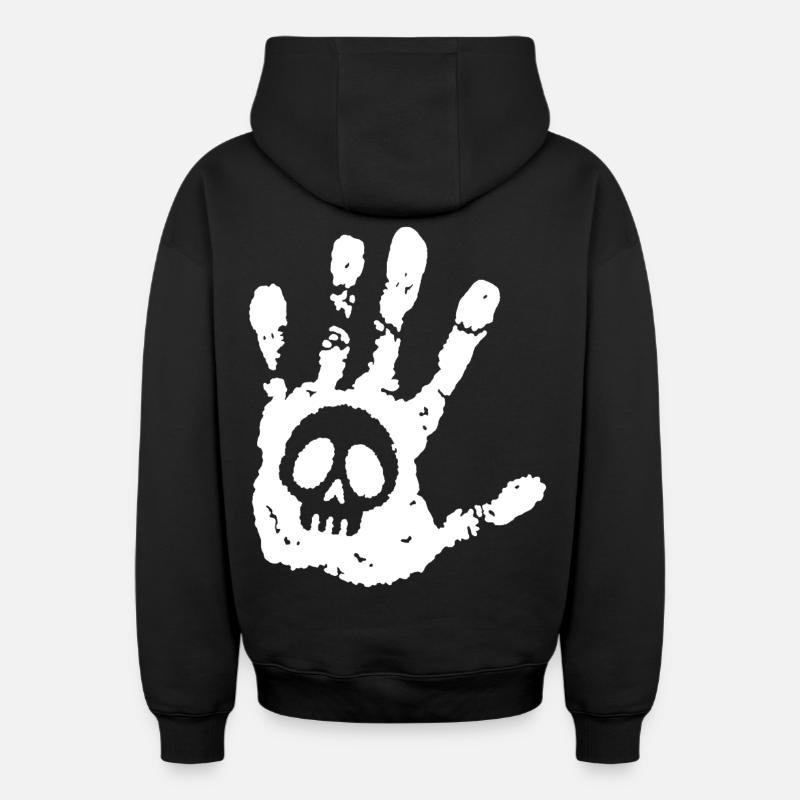Crâne et empreinte blanche - Sweat à capuche unisexe zippé oversize épais SPREAD - noir