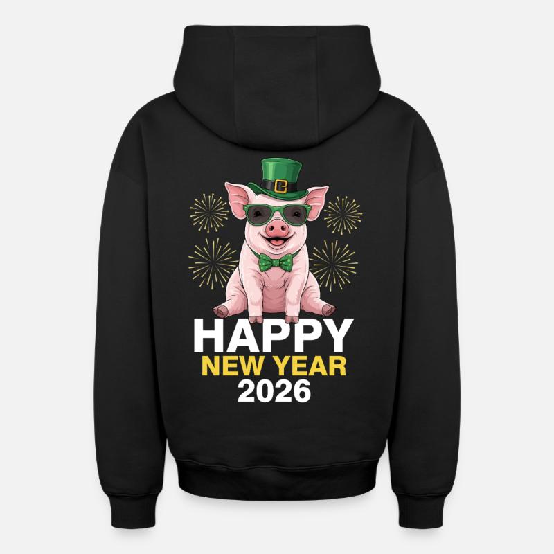 Bonne Année 2026 - Sweat à capuche unisexe zippé oversize épais SPREAD - noir