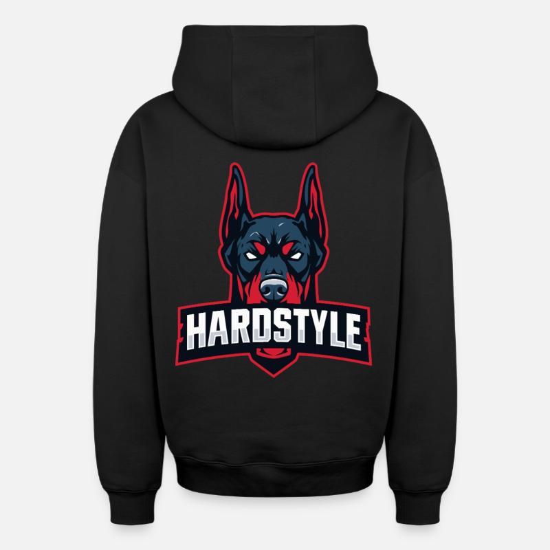 Tête de doberman – HARDSTYLE - Sweat à capuche unisexe zippé oversize épais SPREAD - noir