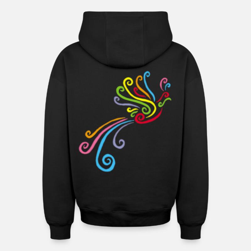 Oiseau du paradis - Sweat à capuche unisexe zippé oversize épais SPREAD - noir