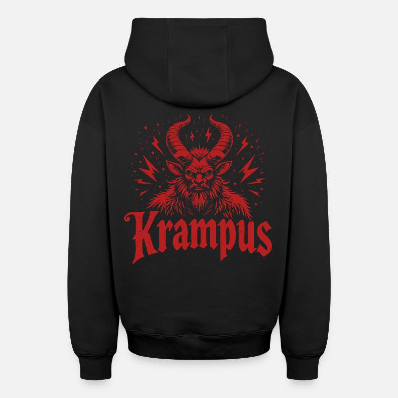 Krampus - Sweat à capuche unisexe zippé oversize épais SPREAD - noir