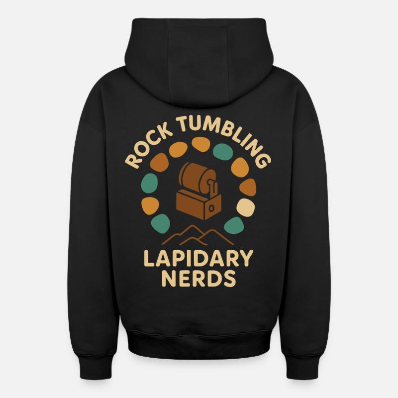 Rock Tumbling Lapidary Nerds - Sweat à capuche unisexe zippé oversize épais SPREAD - noir