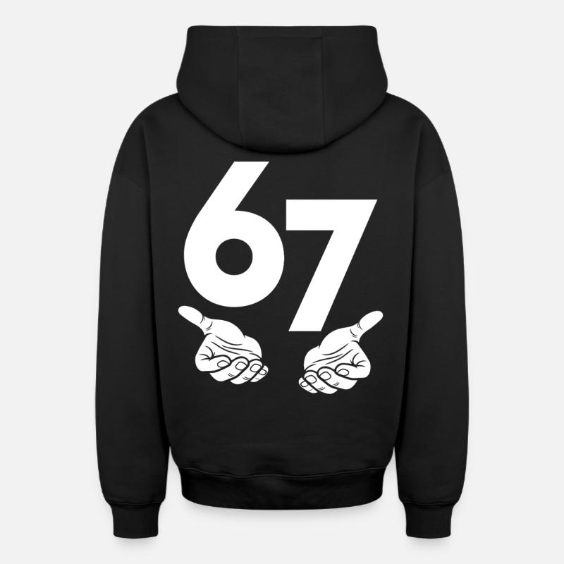 6 7 - Sweat à capuche unisexe zippé oversize épais SPREAD - noir