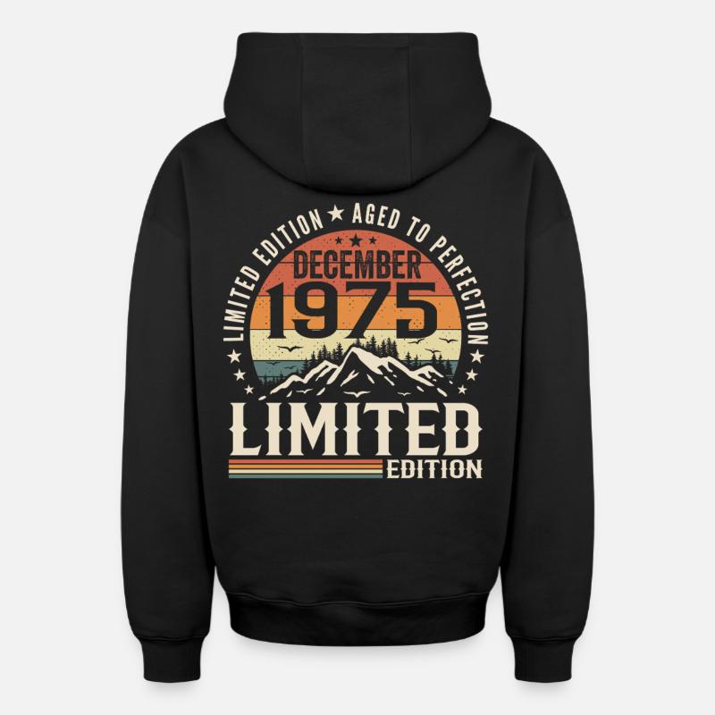 Décembre 1975 - Sweat à capuche unisexe zippé oversize épais SPREAD - noir
