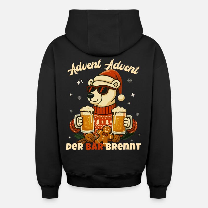 Avent Avent – L’ours brûle - Sweat à capuche unisexe zippé oversize épais SPREAD - noir