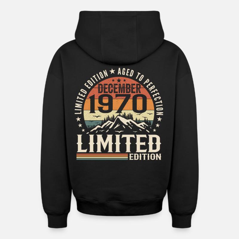 Décembre 1970 - Sweat à capuche unisexe zippé oversize épais SPREAD - noir