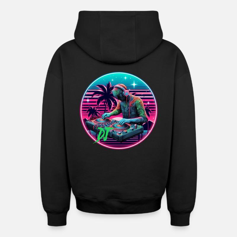 Disc-jockey - Sweat à capuche unisexe zippé oversize épais SPREAD - noir