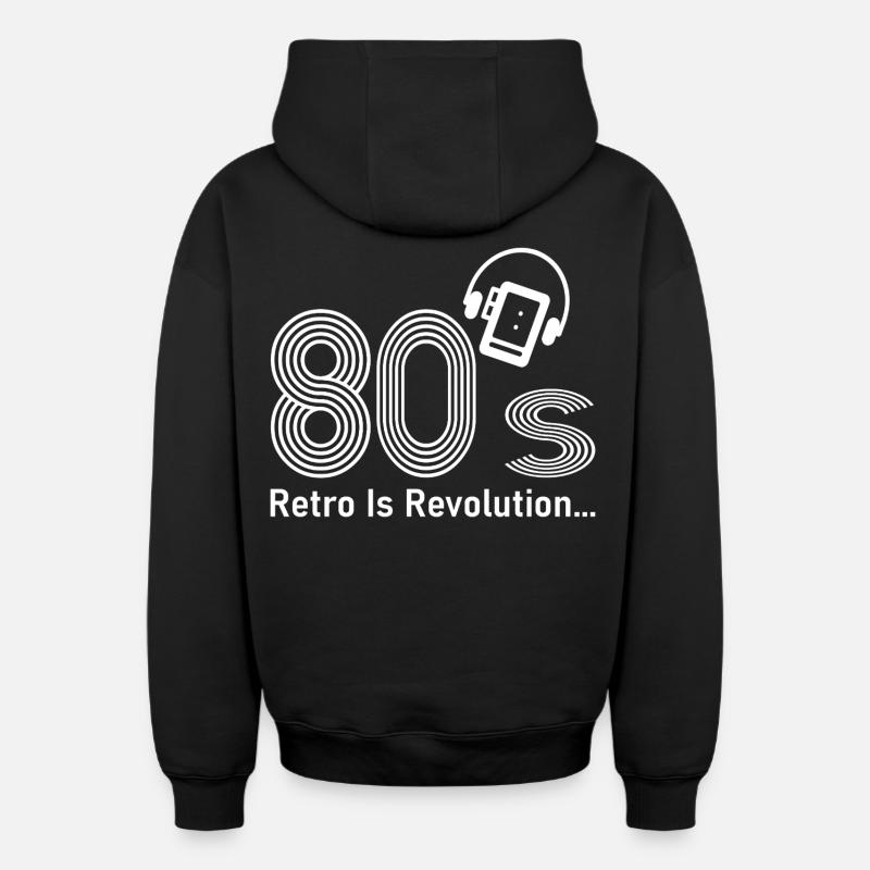 Années 80 - Sweat à capuche unisexe zippé oversize épais SPREAD - noir