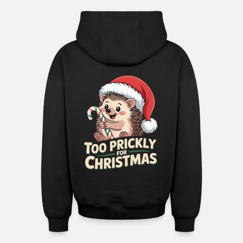 Hérisson Noël Humour - Sweat à capuche unisexe zippé oversize épais SPREAD - noir