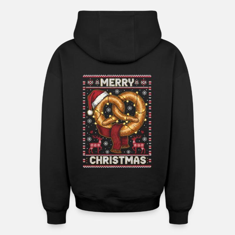 Bretzel de Noël - Sweat à capuche unisexe zippé oversize épais SPREAD - noir