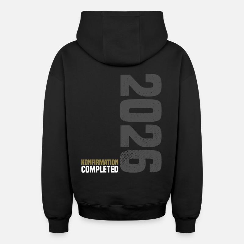 Félicitations Confirmation 2026 - Sweat à capuche unisexe zippé oversize épais SPREAD - noir