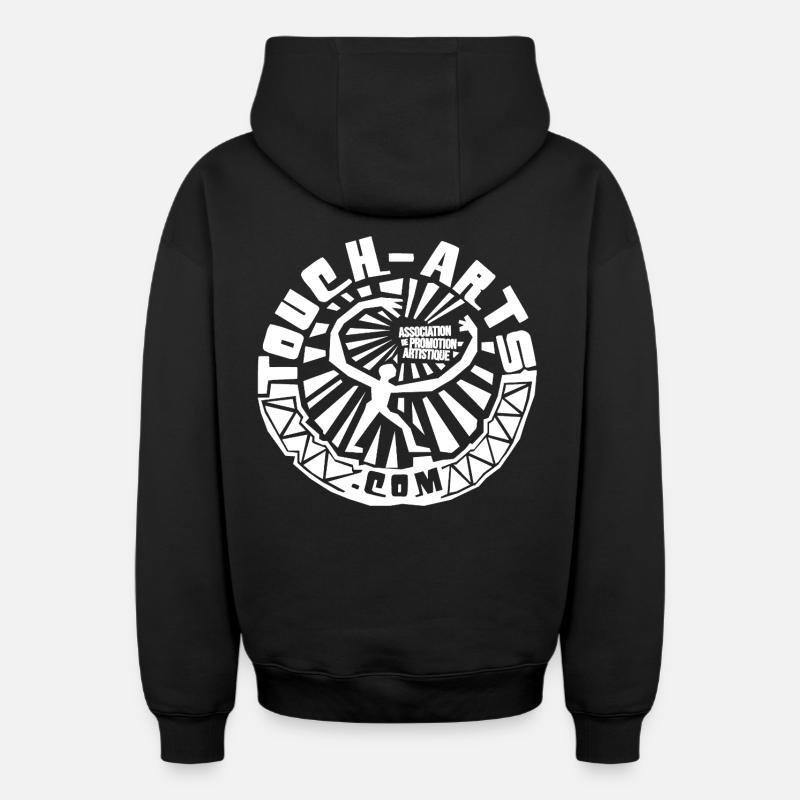 big-logo-rond-transparent-blanc - Sweat à capuche unisexe zippé oversize épais SPREAD - noir