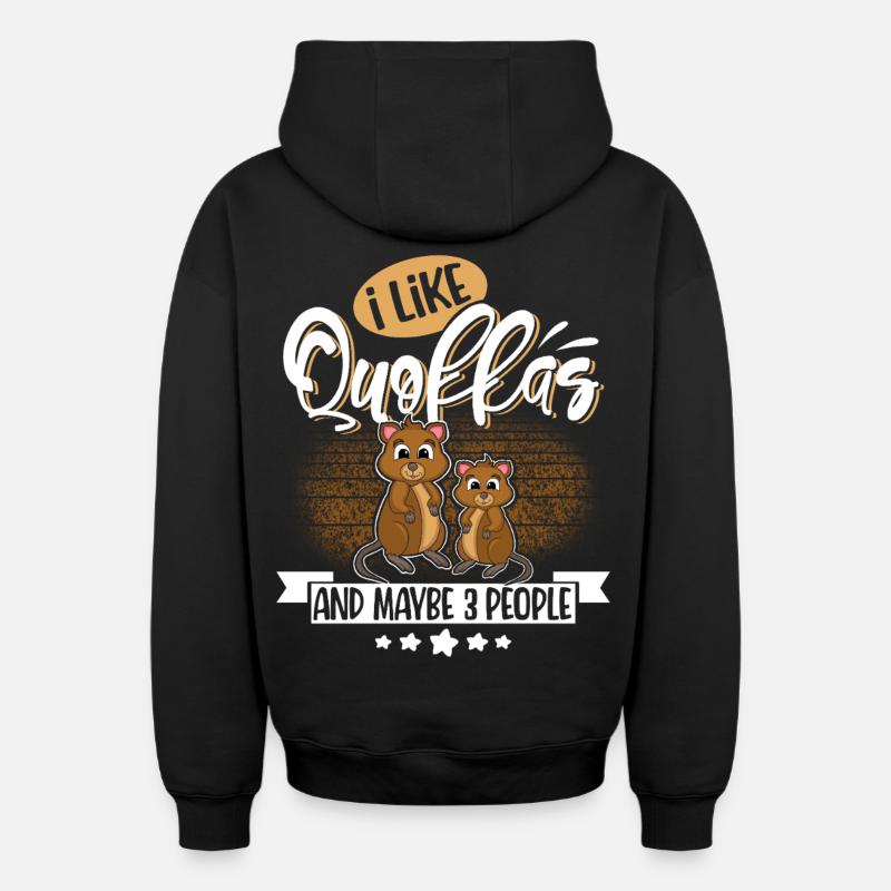 Quokka - Sweat à capuche unisexe zippé oversize épais SPREAD - noir
