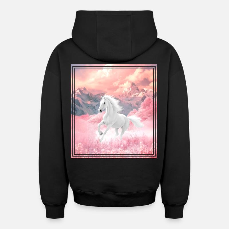 Cheval - Sweat à capuche unisexe zippé oversize épais SPREAD - noir