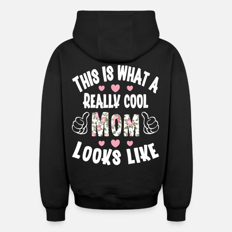Maman - Sweat à capuche unisexe zippé oversize épais SPREAD - noir