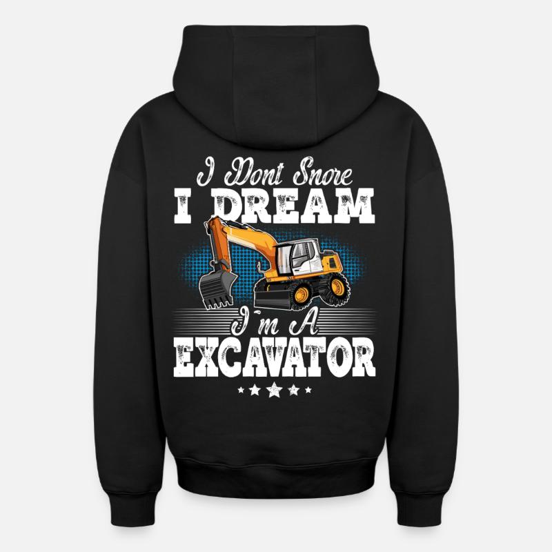 Opérateur d’excavatrice - Sweat à capuche unisexe zippé oversize épais SPREAD - noir