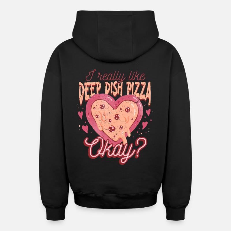 Plat profond Pizza Chicargo - Sweat à capuche unisexe zippé oversize épais SPREAD - noir