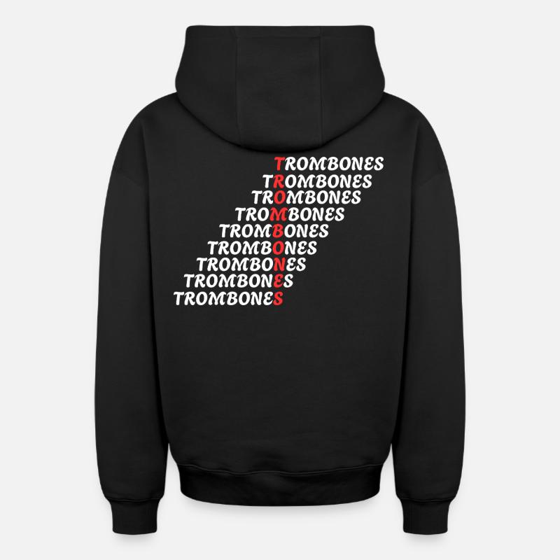 TROMBONES - Sweat à capuche unisexe zippé oversize épais SPREAD - noir