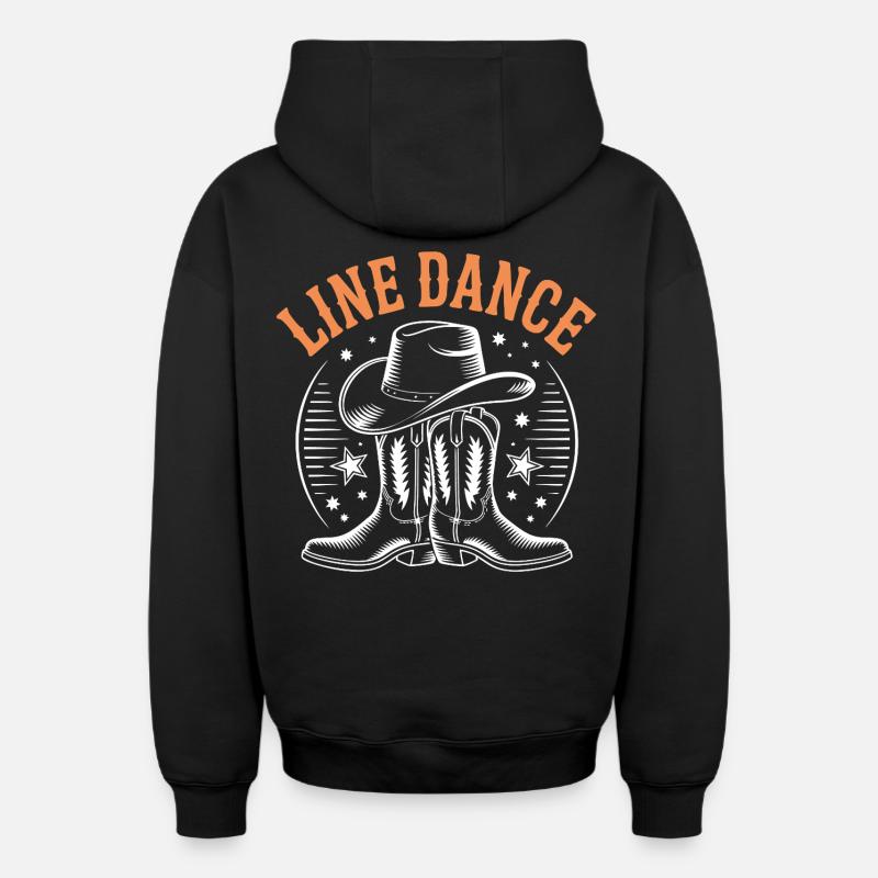 Chapeau de cowboy LineDance Boots - Sweat à capuche unisexe zippé oversize épais SPREAD - noir