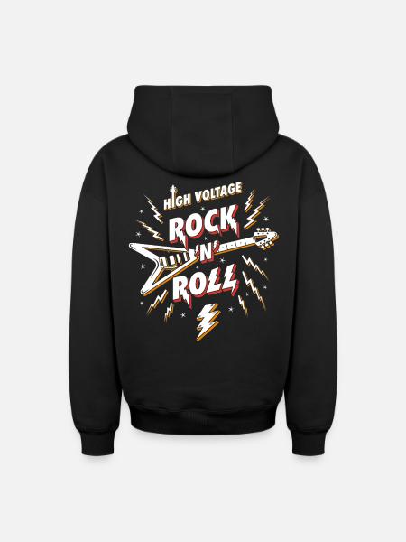 Hochspannungs-Rock'n'Roll-Gitarre - Oversized Heavyweight Unisex Zip Hoodie - Schwarz
