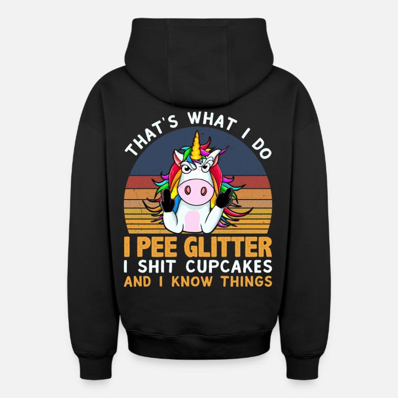 Licorne - Sweat à capuche unisexe zippé oversize épais SPREAD - noir