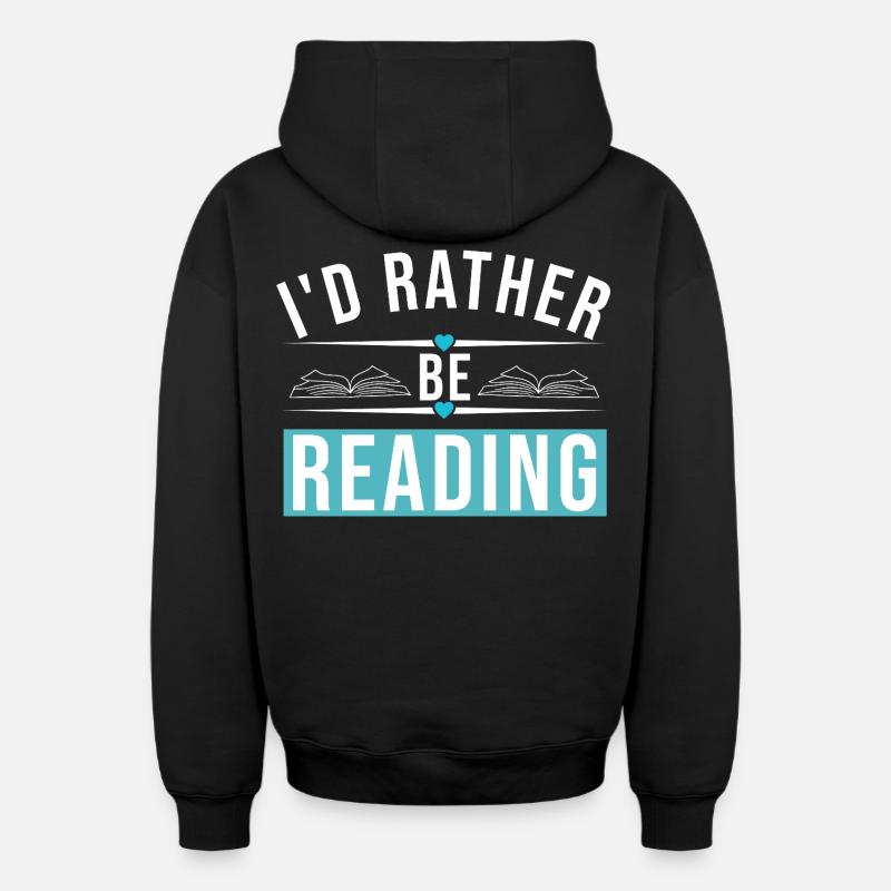 JE PRÉFÈRE LIRE - Sweat à capuche unisexe zippé oversize épais SPREAD - noir
