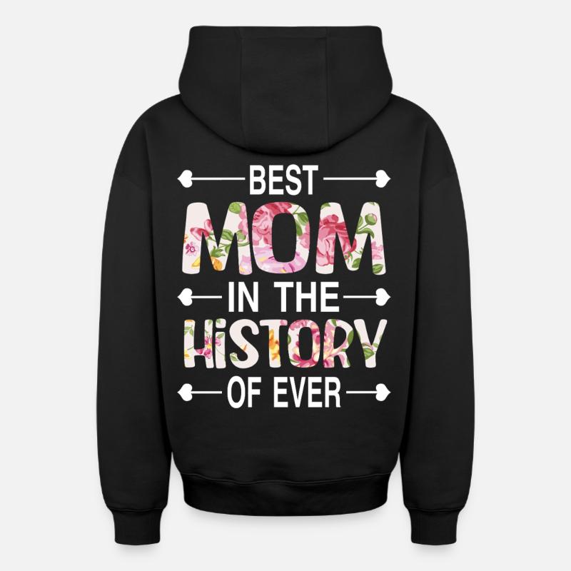 Maman Maman - Sweat à capuche unisexe zippé oversize épais SPREAD - noir