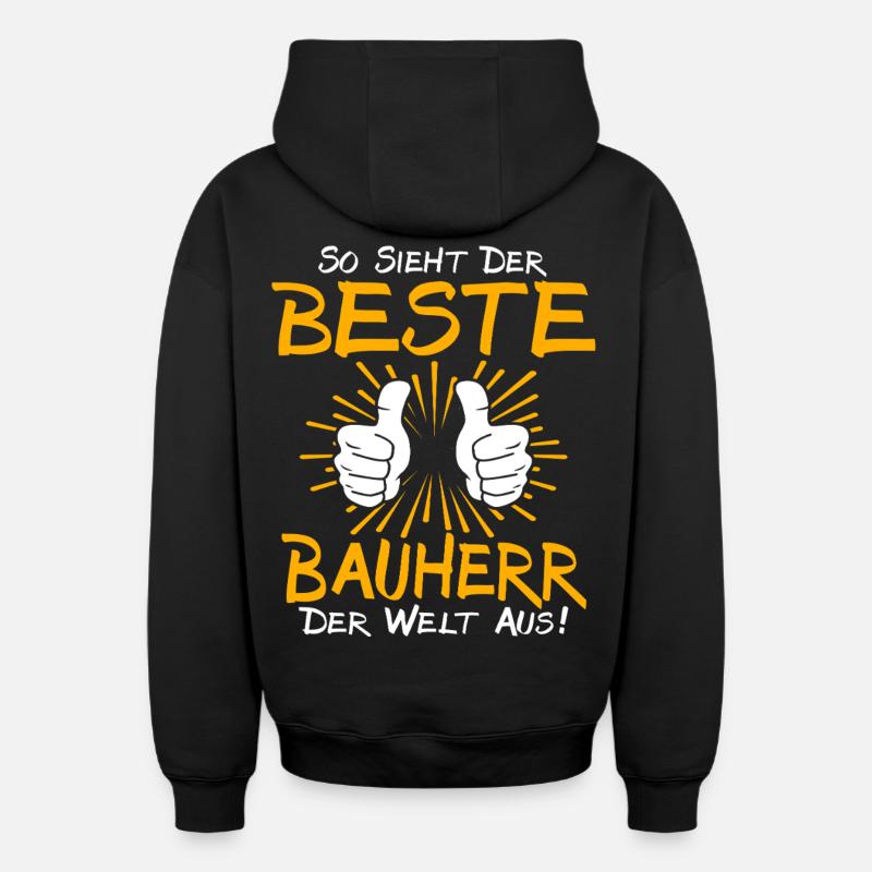 Builder Gift Idea - Oversized Heavyweight Unisex Zip Hoodie - black