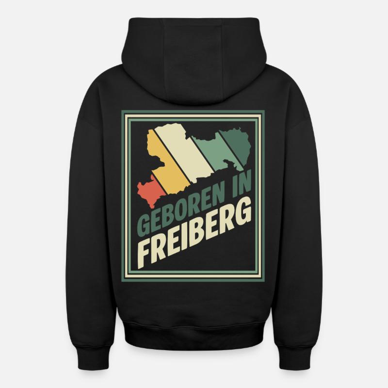 Né à Freiberg - Sweat à capuche unisexe zippé oversize épais SPREAD - noir