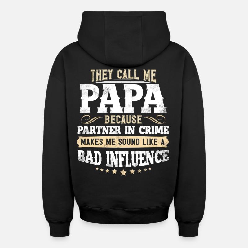 Papa - Sweat à capuche unisexe zippé oversize épais SPREAD - noir