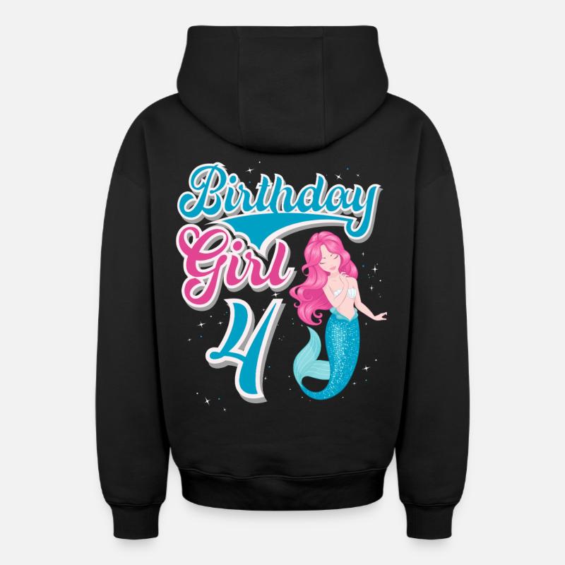 Sirène du 4e anniversaire - Sweat à capuche unisexe zippé oversize épais SPREAD - noir