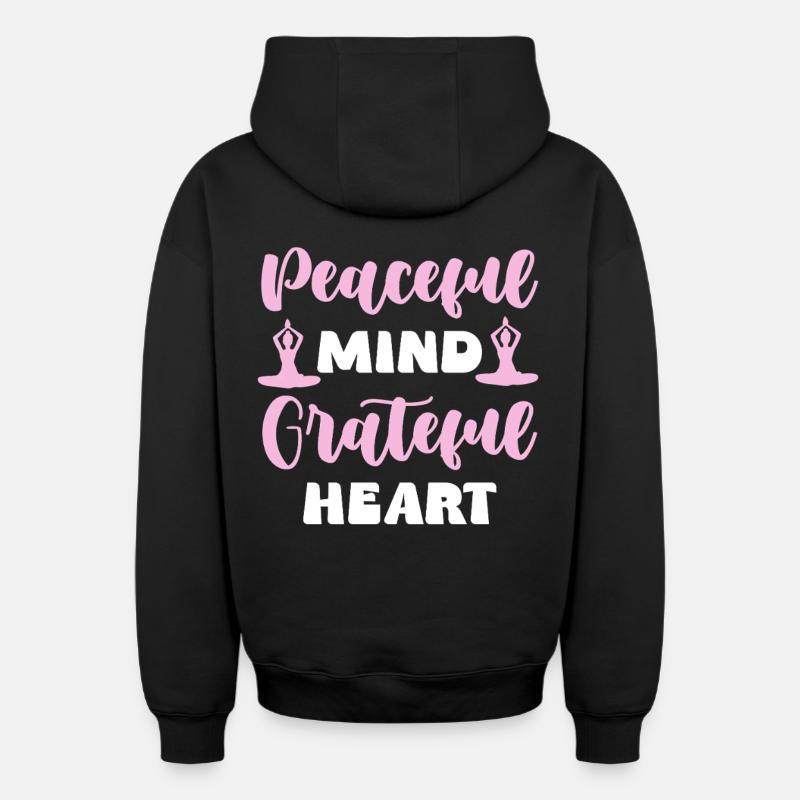 Friedlicher Geist Dankbares Herz - Sweat à capuche unisexe zippé oversize épais SPREAD - noir