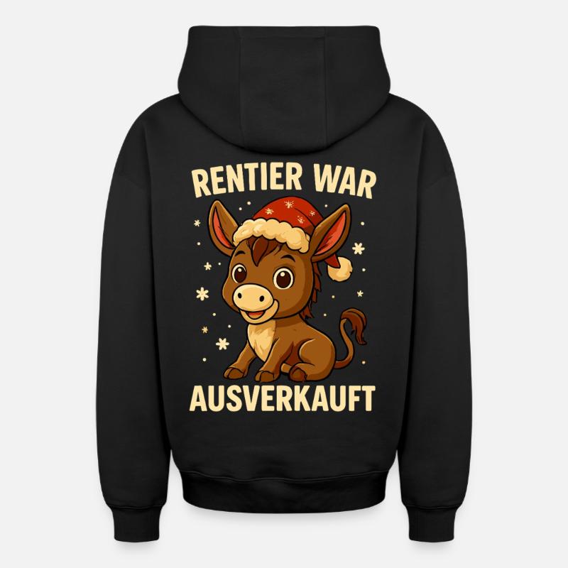 Reindeer a affiché complet Donkey Christmas - Sweat à capuche unisexe zippé oversize épais SPREAD - noir