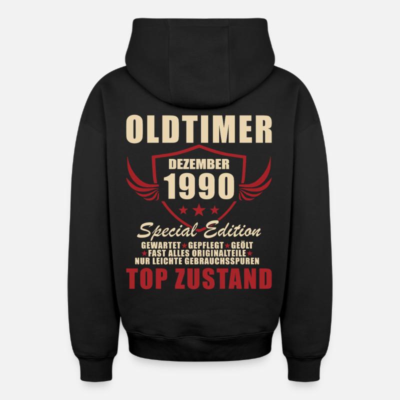 Oldtimer Dezember 1990 Sonderedition - Oversized Heavyweight Unisex Zip Hoodie - Schwarz