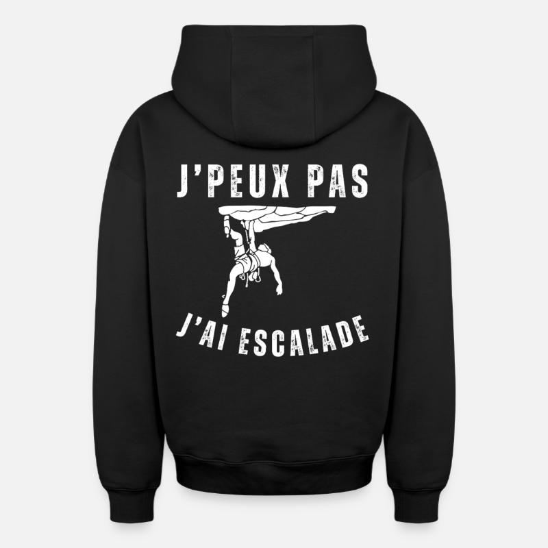 J'peux pas j'ai escalade - Sweat à capuche unisexe zippé oversize épais SPREAD - noir