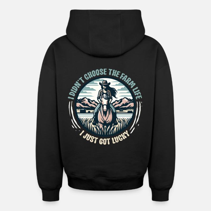Ehefrau eines Bauern Mutter - Oversized Heavyweight Unisex Zip Hoodie - Schwarz