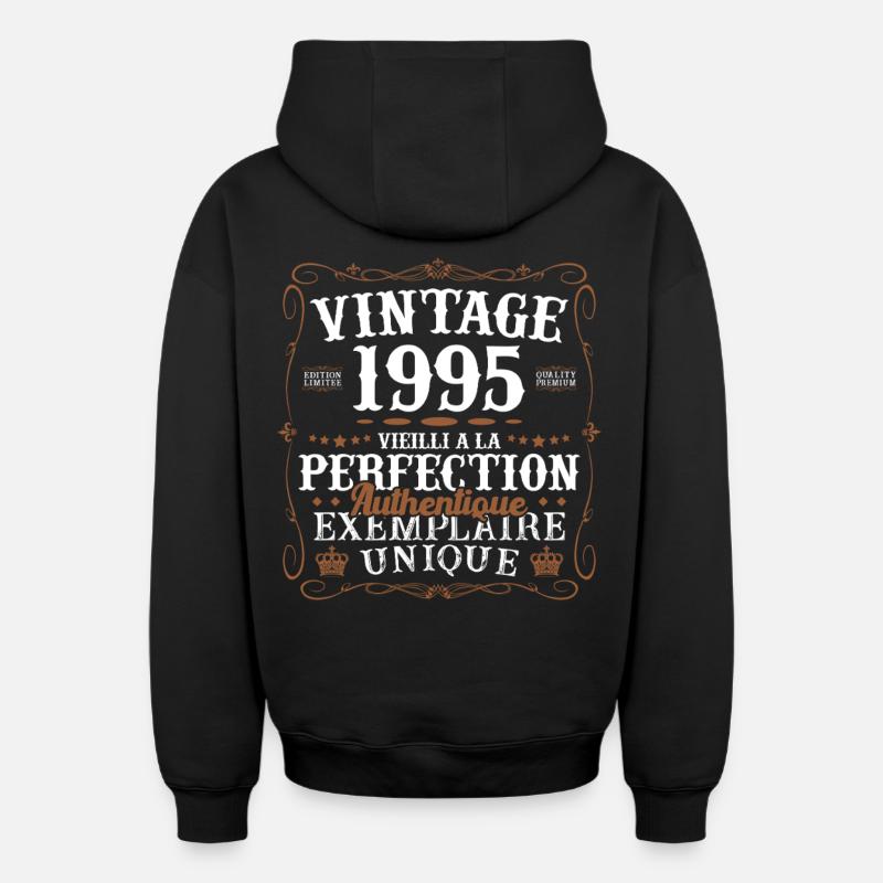 authentique_1995 - Sweat à capuche unisexe zippé oversize épais SPREAD - noir