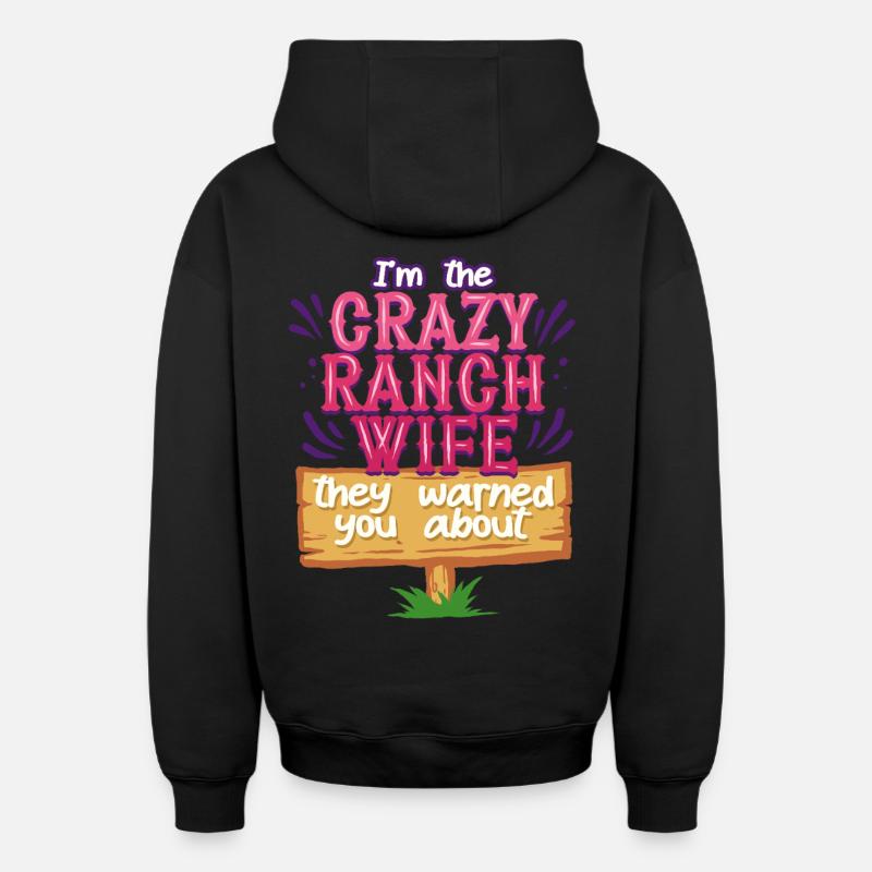 Ehefrau eines Bauern Mutter - Oversized Heavyweight Unisex Zip Hoodie - Schwarz