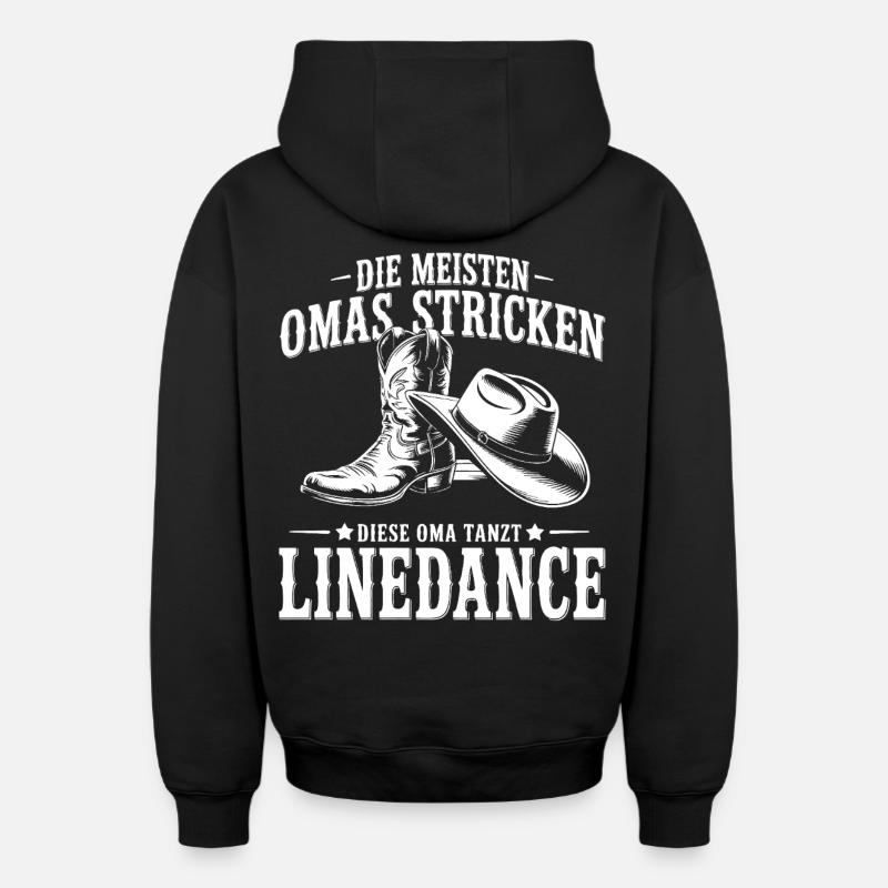 Grand-mère Dancing LineDance - Sweat à capuche unisexe zippé oversize épais SPREAD - noir